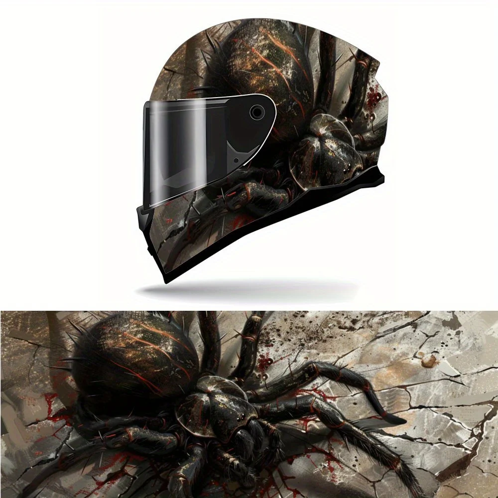 

Red legged spider crawling on dry ground Print Full Helmet Wrap Sticker Motorcycle Helmet Racing Graphic Decal Vinyl Wrap Helmet