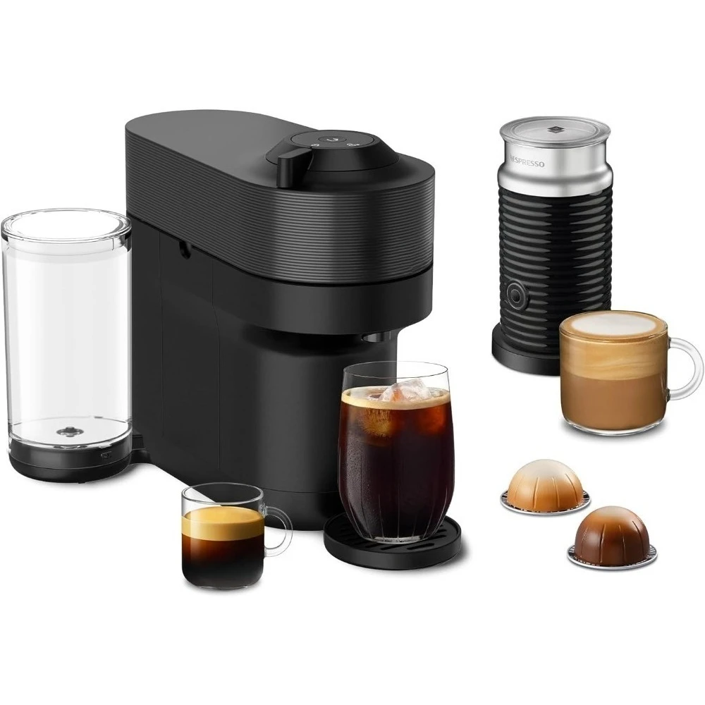 

Vertuo Pop+ Coffee and Espresso Machine by De'Longhi with Aeroccino Milk Frother, Liquorice Black