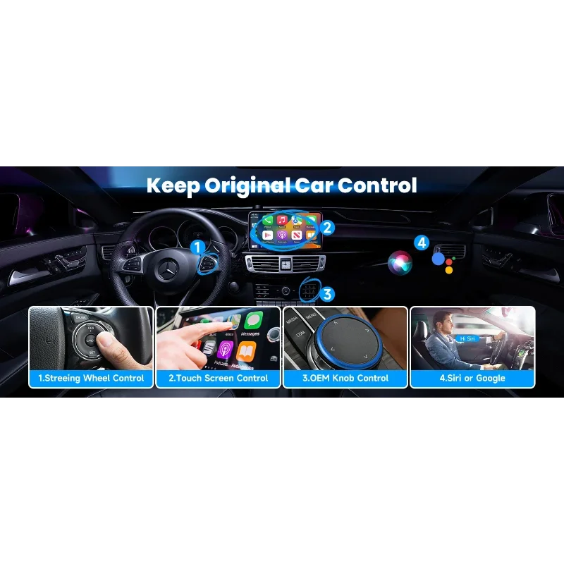 صندوق محول CarPlay اللاسلكي - توافق عالمي مع معظم موديلات السيارات وIOS 10+، دونجل USB للتوصيل والتشغيل