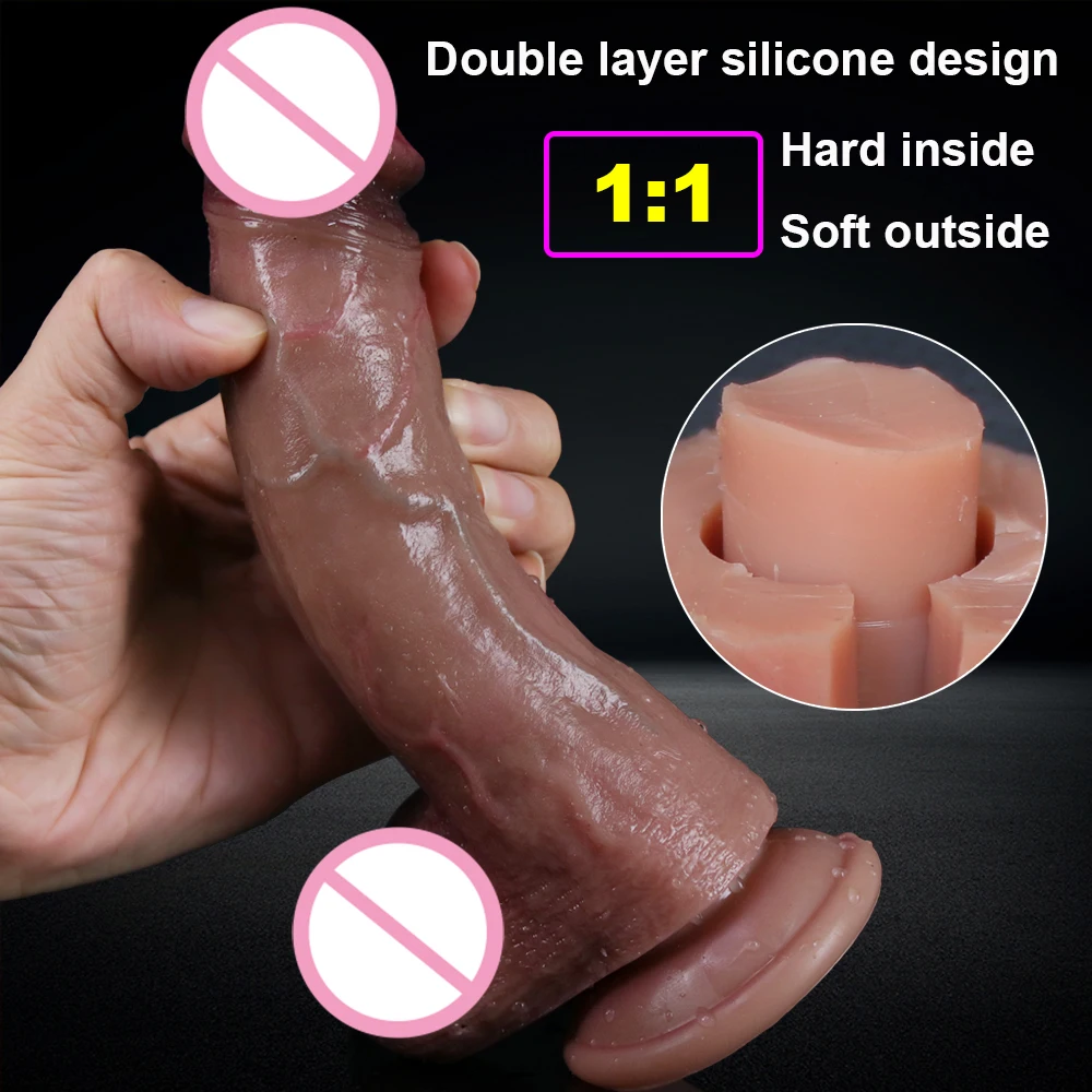 Big Dildo Realistic Fake Soft Giant Phallus Long Dick Penis Butt Plug Adult Sex Sexulaes Toys for Woman Men Vagina Anal Massage