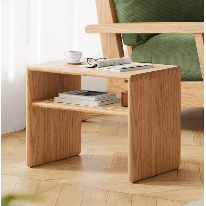 Multifunctional Coffee Table with Vine Weaving Multi-functional Newspaper Rack Versatile Scene Home Furniture Japanese, 2 Layers