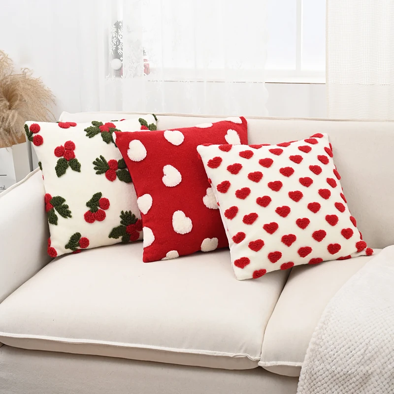 شراء الحب حلقة معنقدة المخملية المخدة الرجعية لطيف غرفة المعيشة أريكة غطاء الوسادة غرفة نوم المنزل السرج ديكور cojines الفقرة سالا
