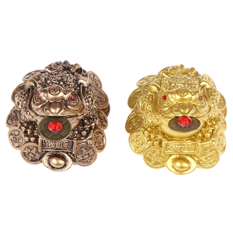 E9 Chinese Fortune Frog Resin Ornaments Feng Shui Lucky Three Legged Money Toad Home Office Shop Business Decoration Craft Gift