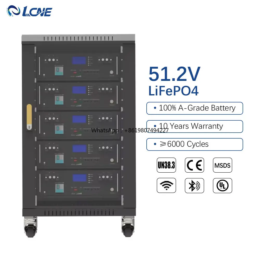 

48V 100AH/200AH Rack-Mounted Lithium Ion Battery 5KWH/10KWH LiFePO4 Solar Storage Cabinet Home 48 Volt Server Rack LiFePO4