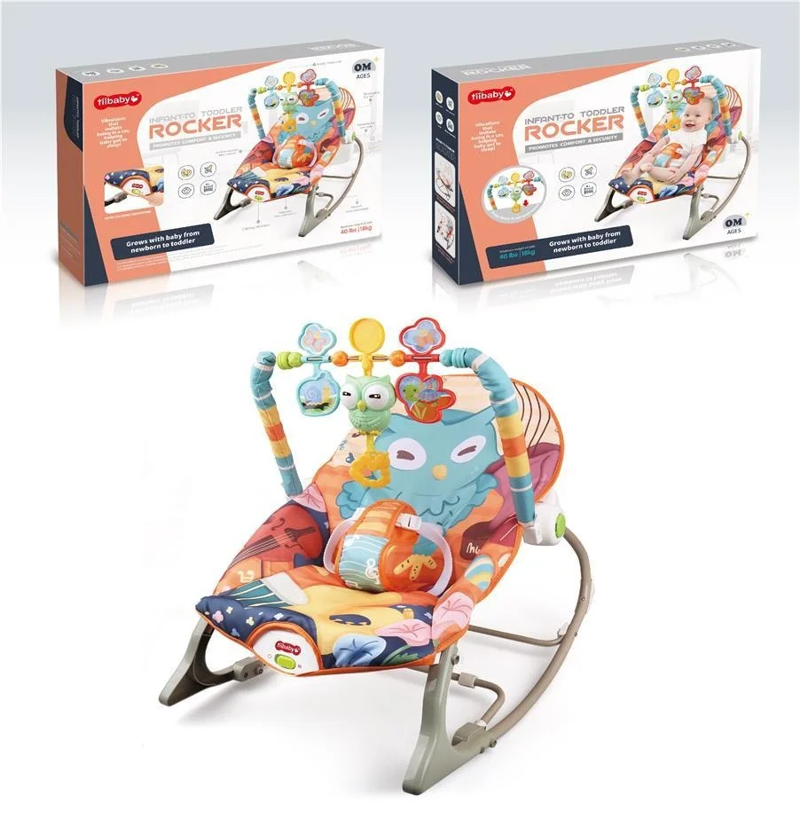 KSF-Chaise à bascule confortable pour bébé garçon, sécurité infantile, musique, lumières, vibration, jouets de couchage pour enfants