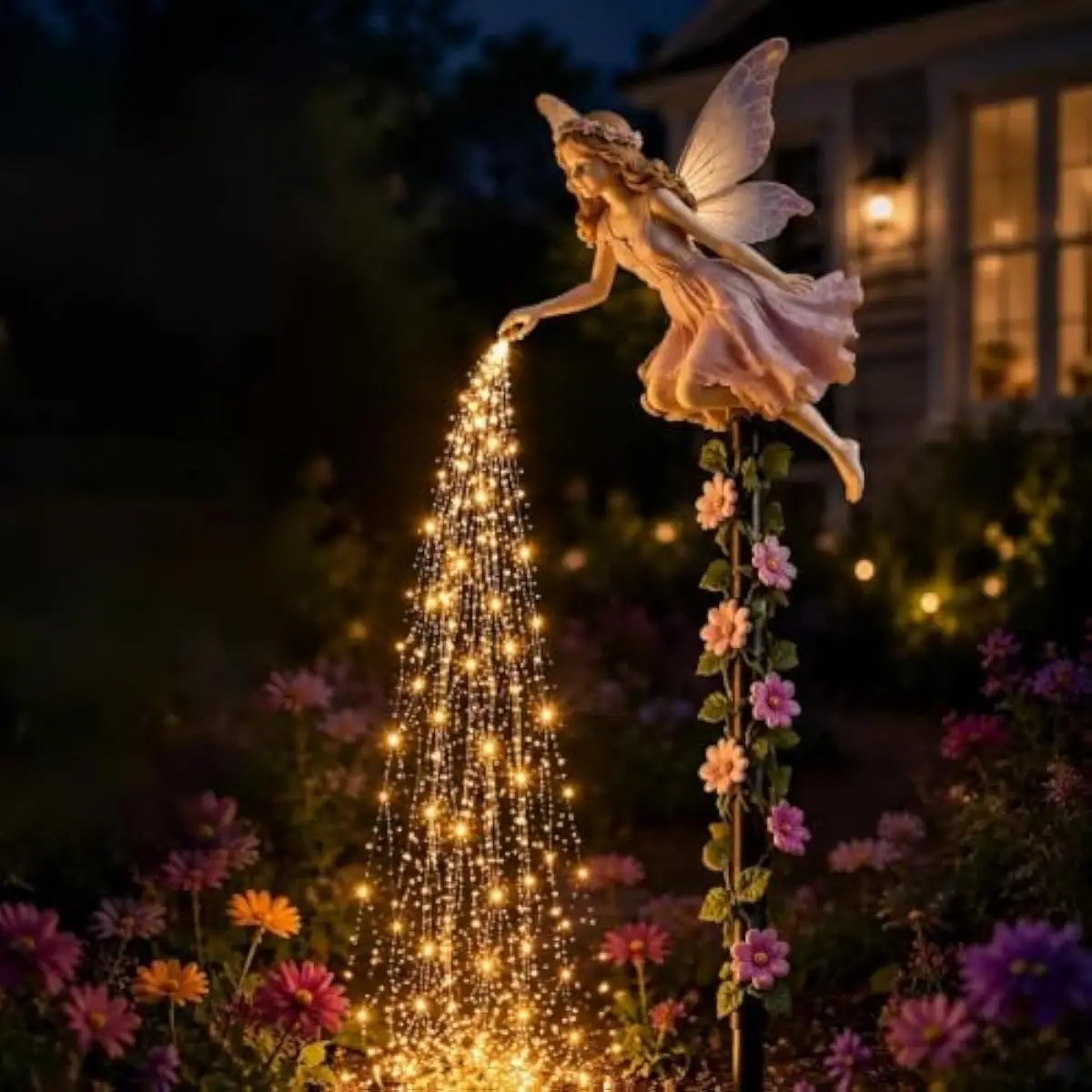 Solar Fairy Garden Stake Light with Magic Dust Design, Outdoor Waterproof Statue Lamp Auto On Off for Yard Pathway Flower Bed