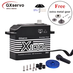 GXservo 100KG Large Torque High Voltage Aluminium Shell Metal Gear Brushless Waterproof 1/5 Scale Giant Servo for Large Models