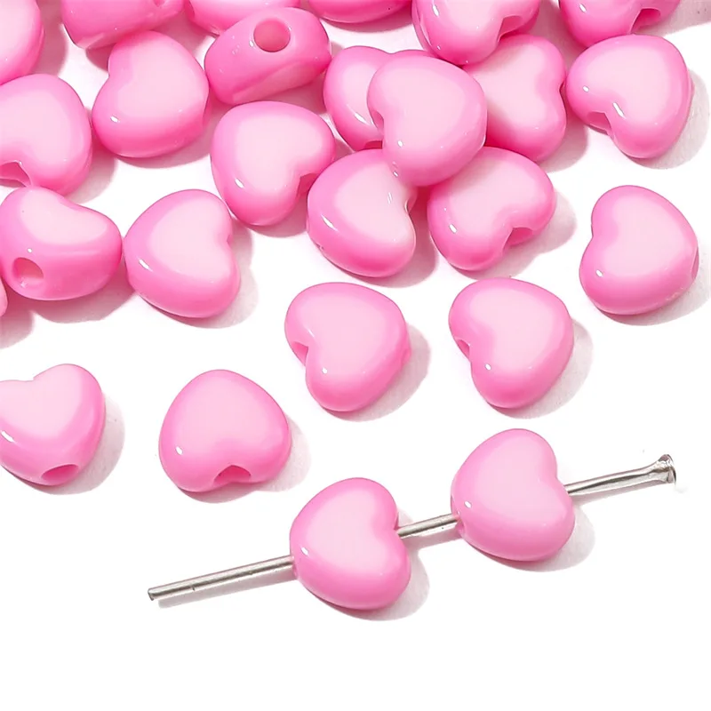 30pcs/Lot 8mm Acrylic Beads Heart Shape Loose Spacer Beads For Jewelry Making Findings DIY Charms Bracelet Necklace Accessories