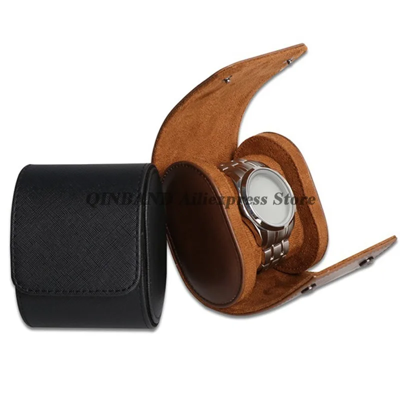 Watch Organizer Leather Bag PU Leather Watch Case Classic Travel Storage Prevent Scratching and Oxidation Watch Roll Travel Case