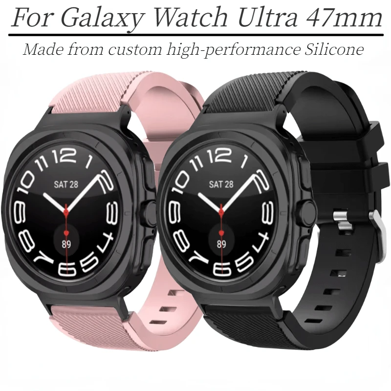 Soft Silicone Strap For Samsung Galaxy Watch Ultra 47mm Striped Bracelet Wristband Galaxy Watch 7 Ultra 47mm Correa Accessories