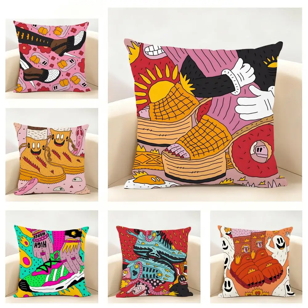 Fantasy And Creative Shoes illustration Cushion Cover Linen Pillowcase Soft  for Sofa Bed Home Room Decor