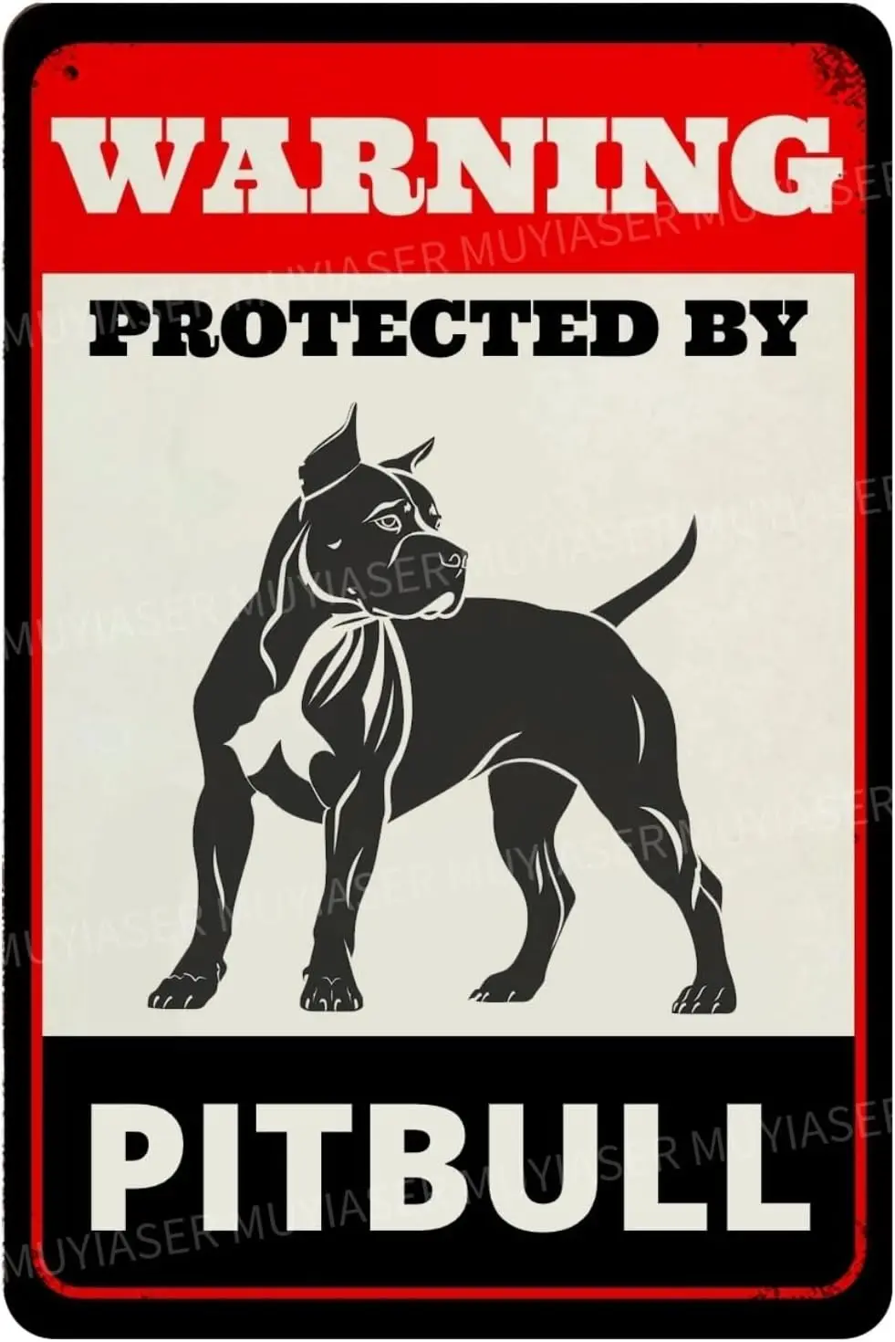 Beware of Dog Sign For Fence Warning Protected By Pitbull Aluminum Metal Tin Signs Outdoor Yard Sign Warning Sign For Yard  sign