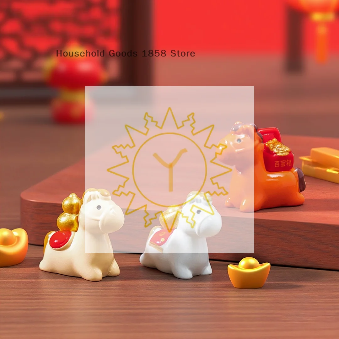 1/4Pcs 2026 Horse Year Miniature Ornaments Zodiac Cartoon Lucky Pony DIY Car Decoration Office Desktop Decor Ornaments