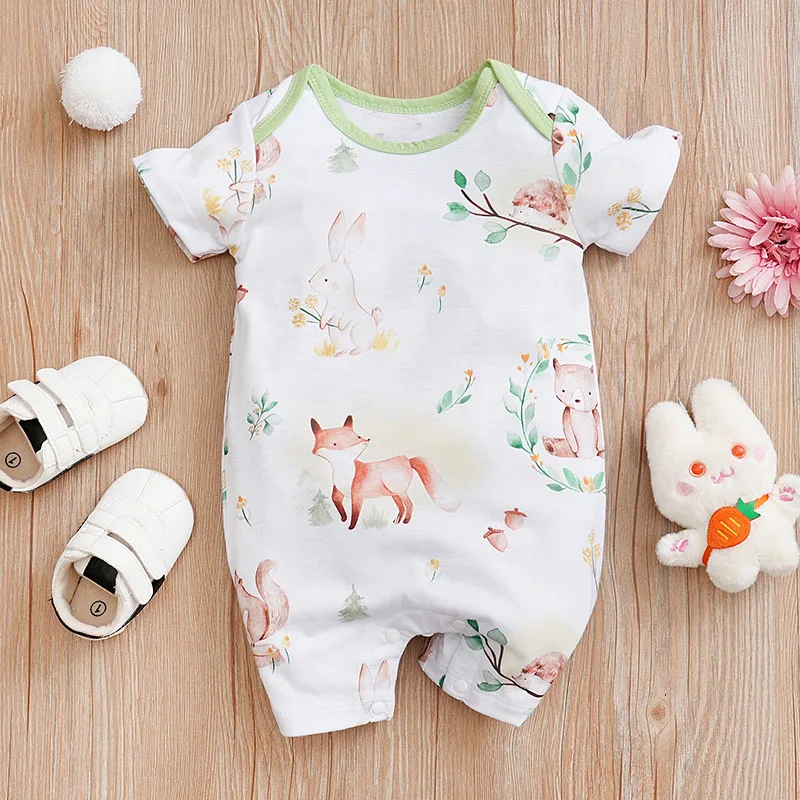 New Designer  Clothing  100 cotton spring and fall long-sleeved baby onesies Black and white cows   Short Sleeves   Fashion