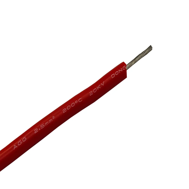 1m AGG DC High Voltage Silicone Cable 5/10/15/20/25/30/40KV 20/18/17/15/13/11/9AWG Heat Resistance 200℃ Breakdown Resistanc