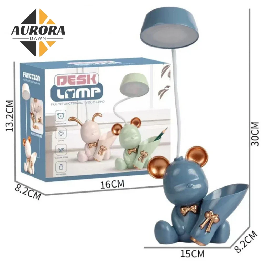 Lampa z lampka nocna z USB LED do wielokrotnego ładowania wielofunkcyjny stół do ochrony oczu oświetlenie biurkowe z obsadka do pióra ucząca się uroczych mięśni brzucha