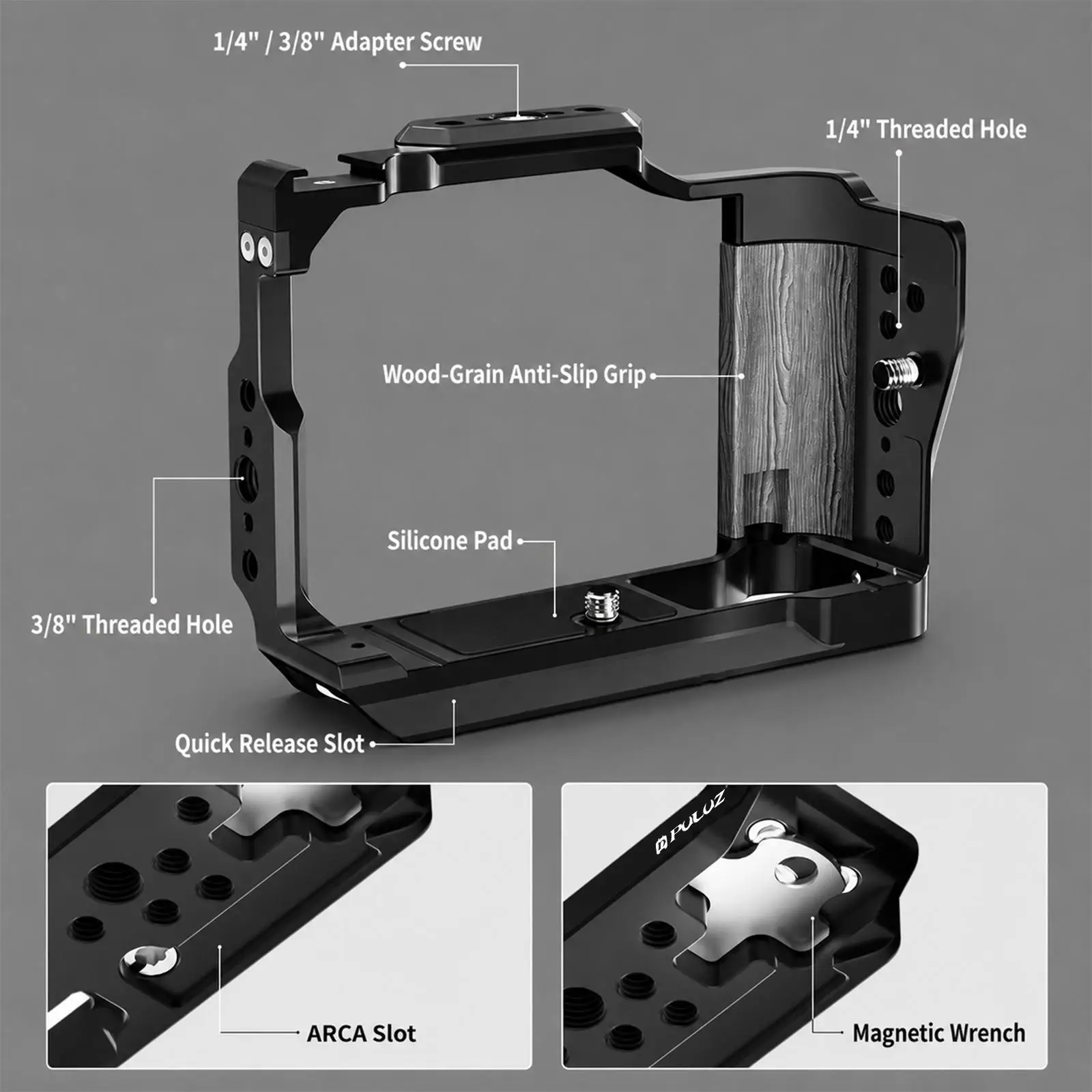 Für Canon EOS R50 V PULUZ Live-Streaming-Kamerakäfig aus Aluminiumlegierung, Erweiterungsrahmen für Canon EOS R50 V – Detail 5