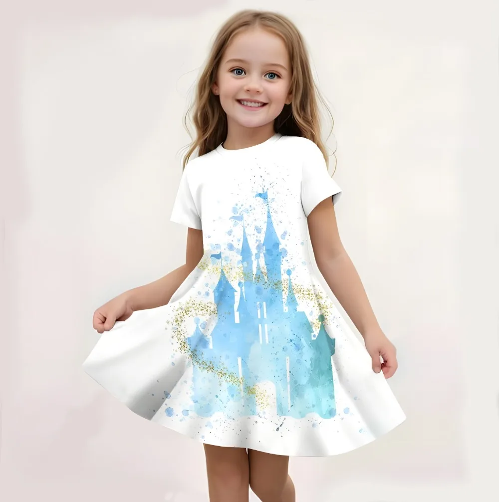 Disney - Princess Printed Dresses for Girls, Short Sleeves, Casual Everyday, Summer Fashion, Dresses