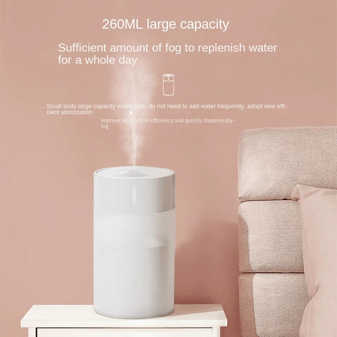 260Ml Air Humidifier USB Ultrasonic Aroma Essential Oil Diffuser Mini Cool Mist Maker Purifier for Home Car Grey