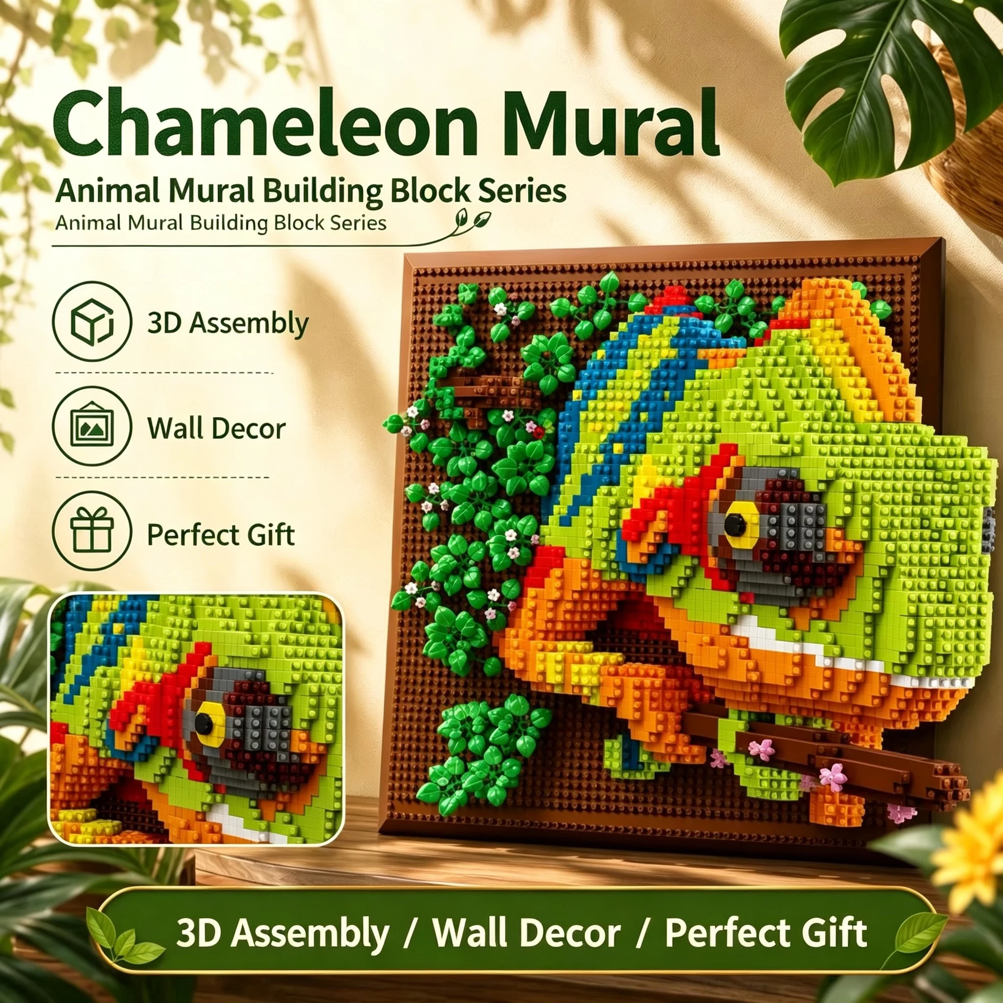Model Kit Lizard - DIY Stereoscopic Painting Building Blocks Kit｜3D