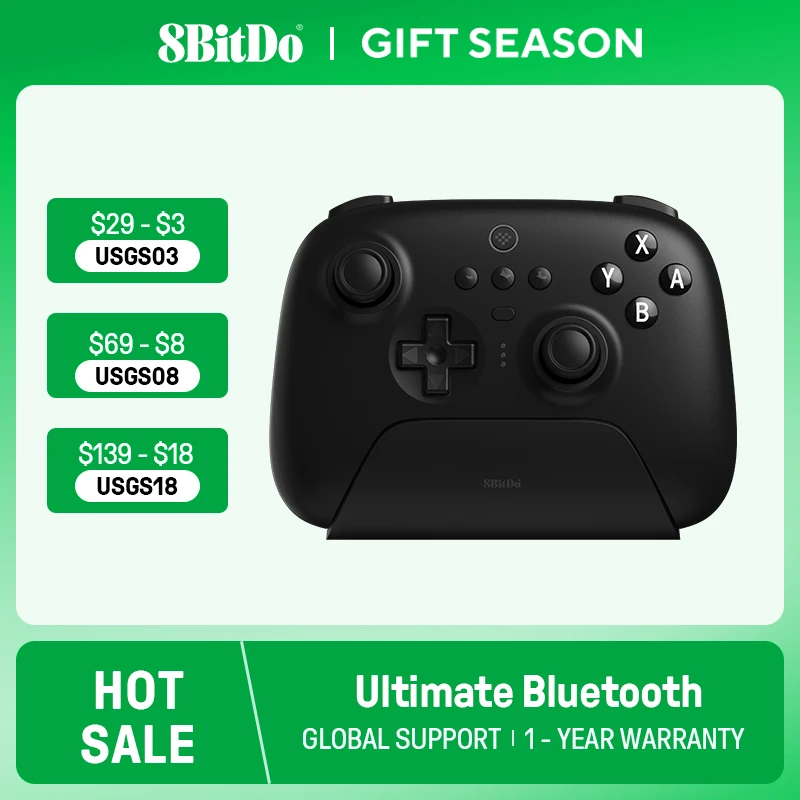 8bitdo-CONTROLADOR DE JUEGOS inalámbrico Bluetooth Ultimate con base de carga para Nintendo Switch y PC, Windows 10, 11, Steam Deck