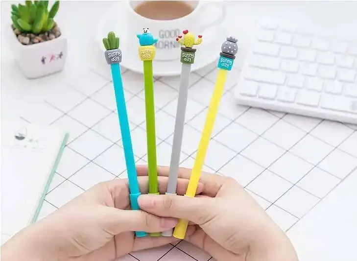 1-teiliges Lytwtw's Briefpapier, süßer Kawaii-Kaktus-Gelstift, Schule, Bürobedarf, kreativ, süß, hübsch, hübsche Griffe, lustig – Detail 14