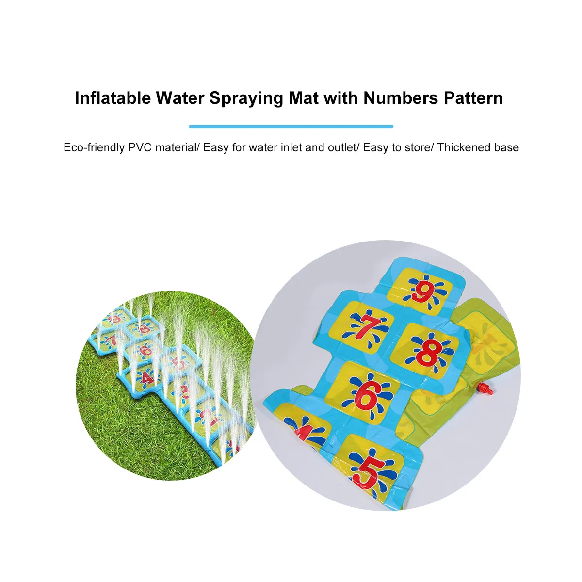 

Надувной водный коврик с распылителем воды, 1 шт., с цифрами от 1 до 9, для детей, для игр на открытом воздухе, у бассейна, на пляже, развивающая игра