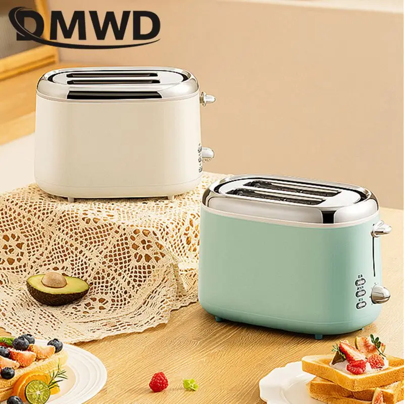 DMWD-tostadora eléctrica de 7 engranajes, 2 rebanadas, horno de pan, sándwich, herramienta automática para hornear, máquina de desayuno con parrilla, descongelación y recalentar