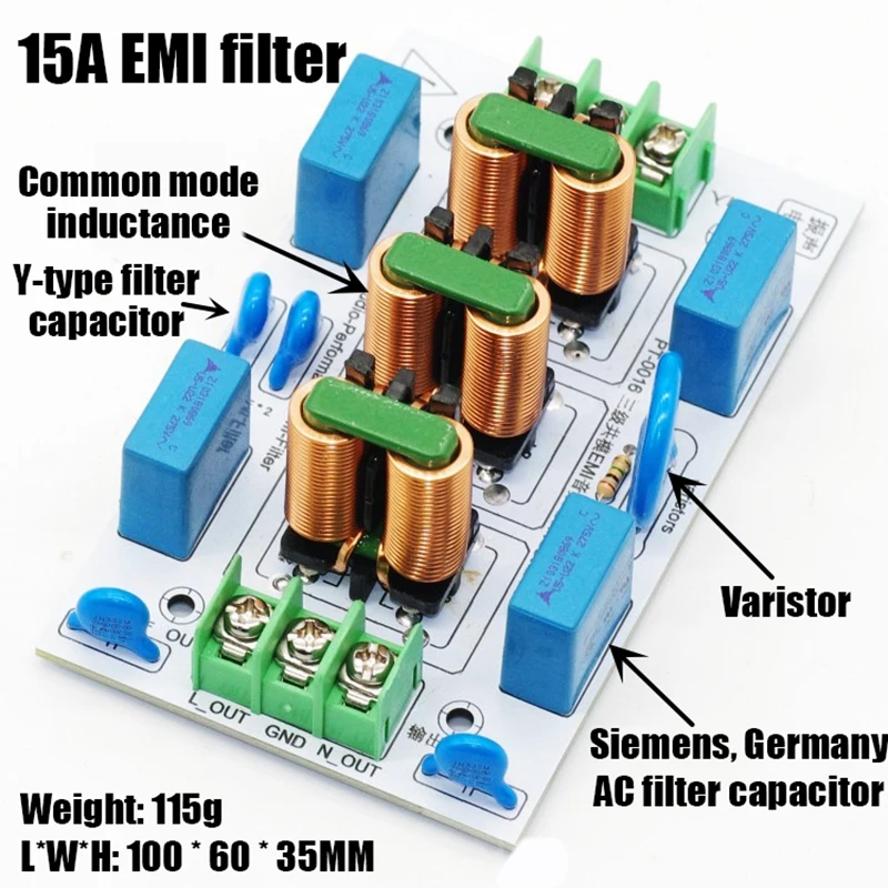 Imagem -02 - Filtro Emi Externo Fonte de Alimentação de Áudio Surge Sobretensão Interferência Eletromagnética Filtro Emi 110v ac 220v