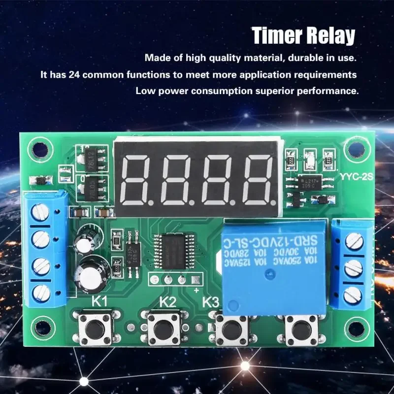 YYC-2S LED Display Adjustable Timer Relay Automation Control Switch Module 5V 12V 24V