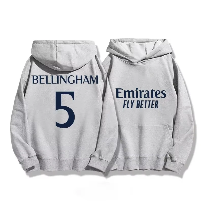 Sudadera con capucha de fútbol para hombre Otoño_Invierno Madrid 7_10 Entrenamiento deportivo Sudadera con capucha para correr Abrigo de moda informal holgado de calle para mujer
