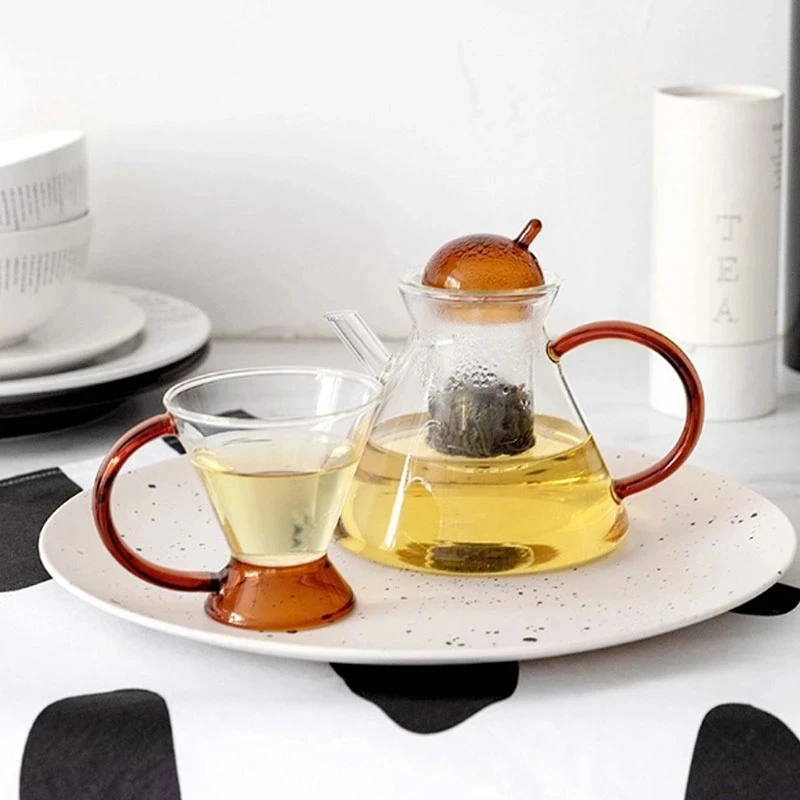 Heat-resistant Glass Teapot Coffee Milk Tea Cup Flower Puer Tea Kettle Chinese Kung Fu Tea Set Nordic Modern Coffee Pot