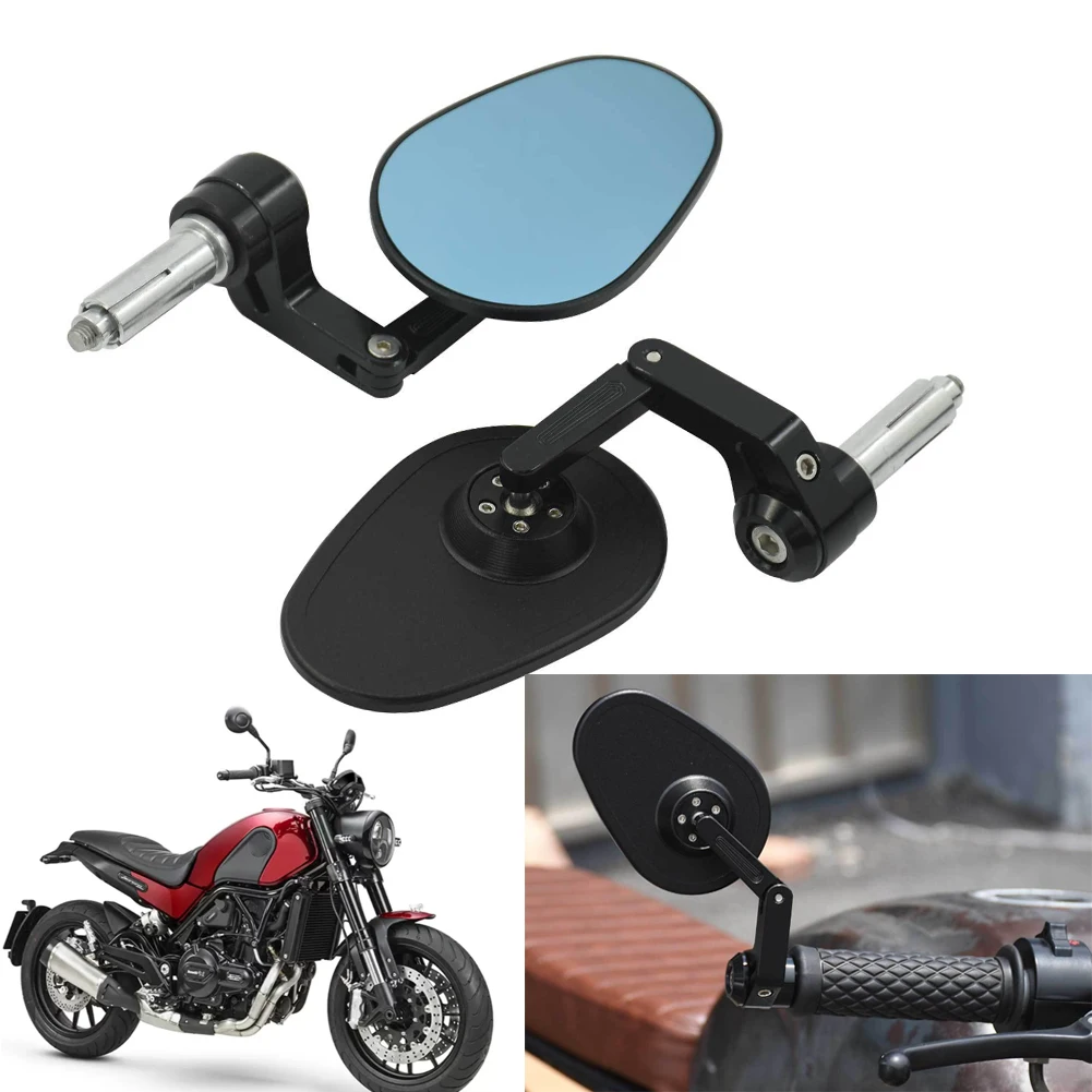 Motorcycle Mirror Blue Glass Handle Bar End Rearview Side Mirrors For BENELLI Leoncino 500 250 800 TRAIL 302S 502C 752S