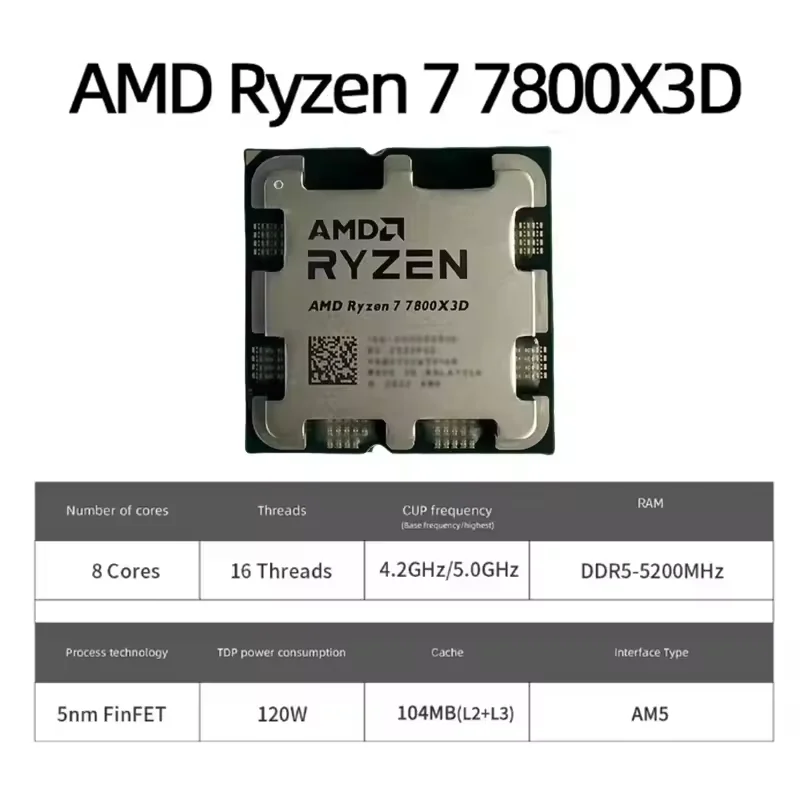 AMD Ryzen 7 5800X3D R7 5800X3D 3.4GHz 8코어 16스레드 CPU 프로세서 96MB 캐시 105W 7nm 게이밍 데스크탑 프로세서 썸네일 3