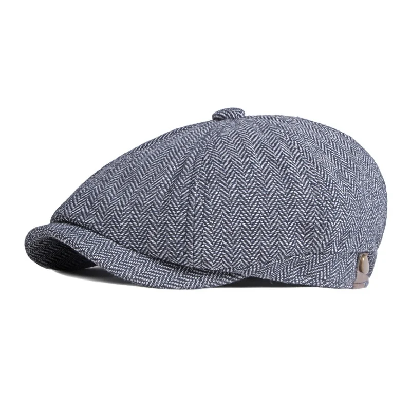 Men Women Wool Newsboy Caps Herringbone Flat Caps Coffee British Gatsby Caps Autumn Winter Warm Woolen Hats Gorras