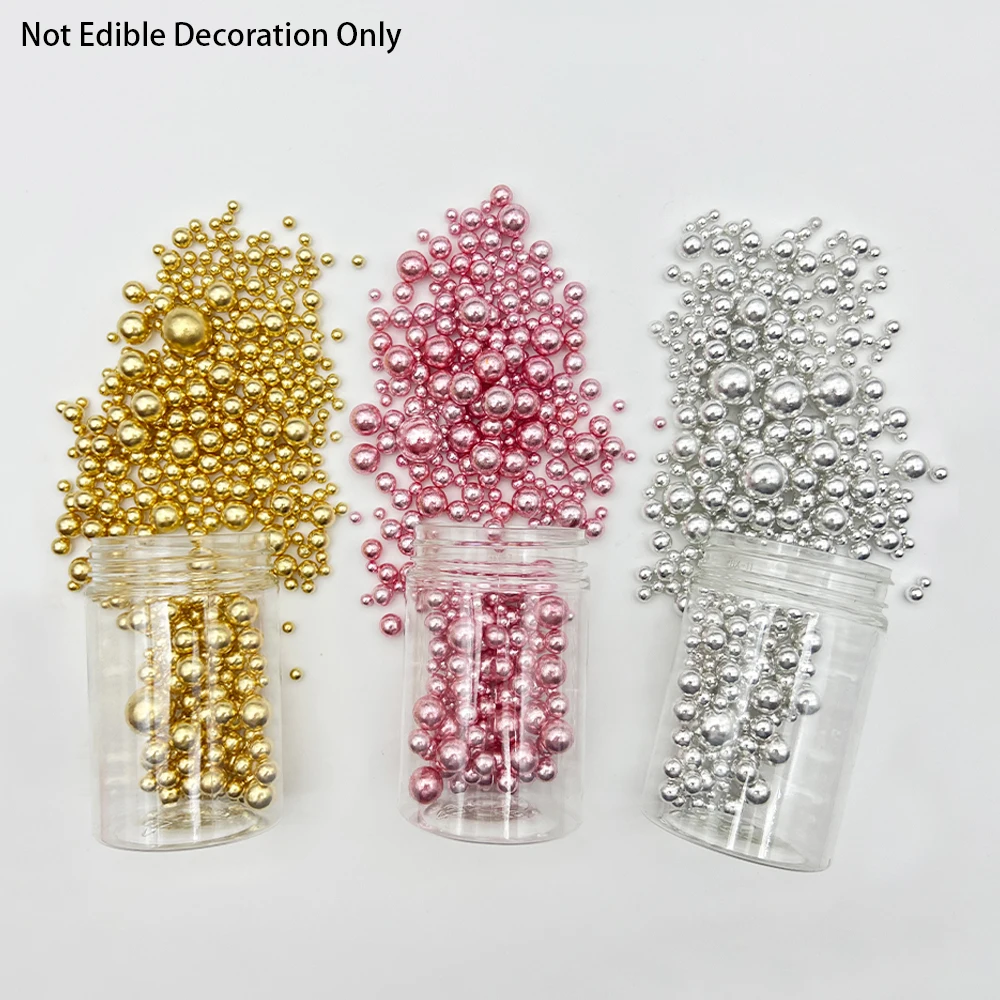 85g Super Golden Silvery Rose gold Beads Cake Topper Baking Decoration Sprinkles Inedible Cake Decoration for Decoration Only