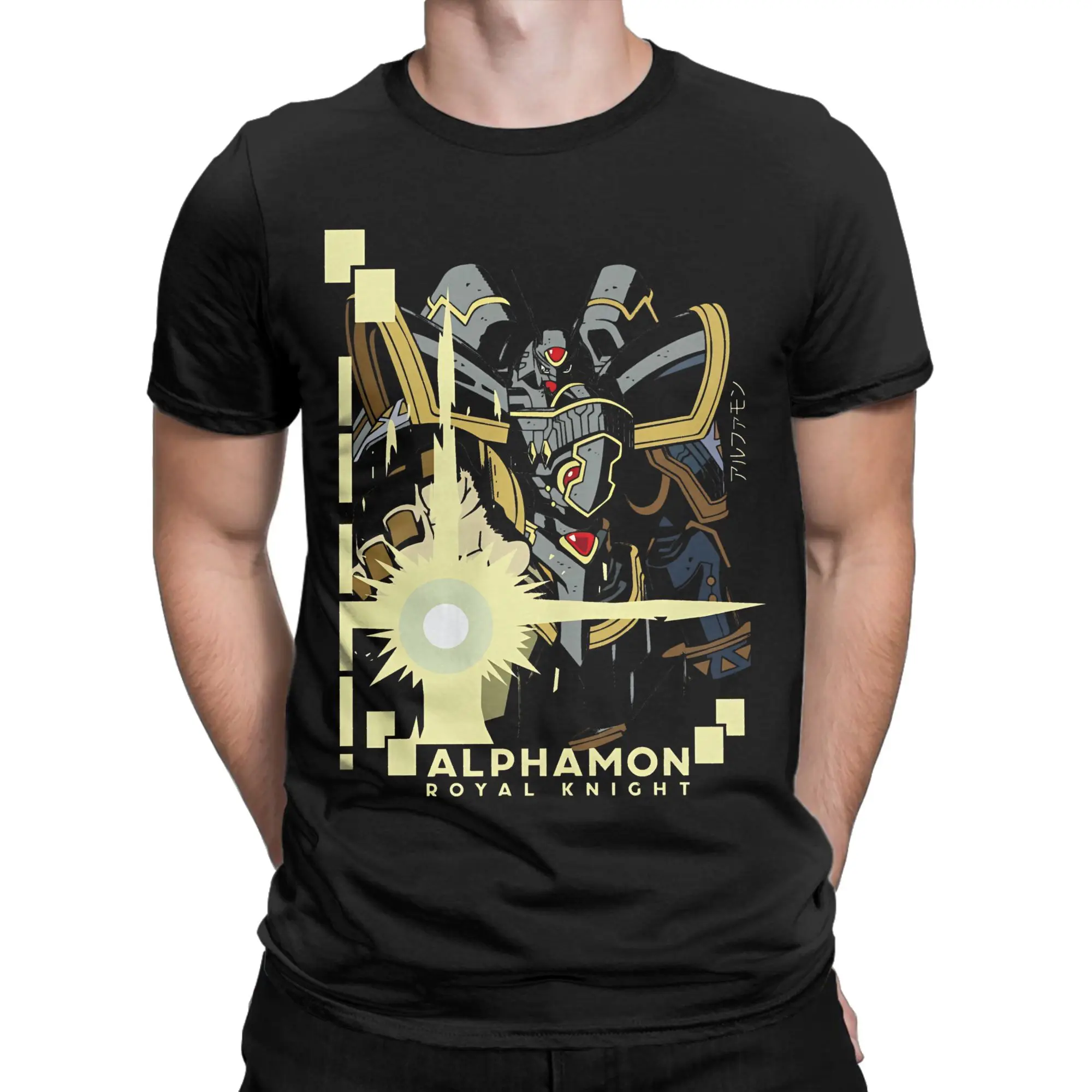 Vintage digimon alphamon royal knight T Shirt For Men Women 100%Cotton Short Sleeve  Round Neck Summer Clothes