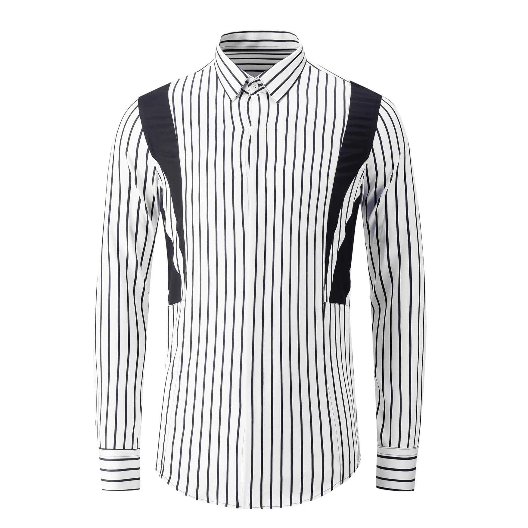 

Brand Striped Splicing Mens Shirts Long Sleeve Casual Shirt Male Social Business Formal Dress Shirts Streetwear Men Clothing