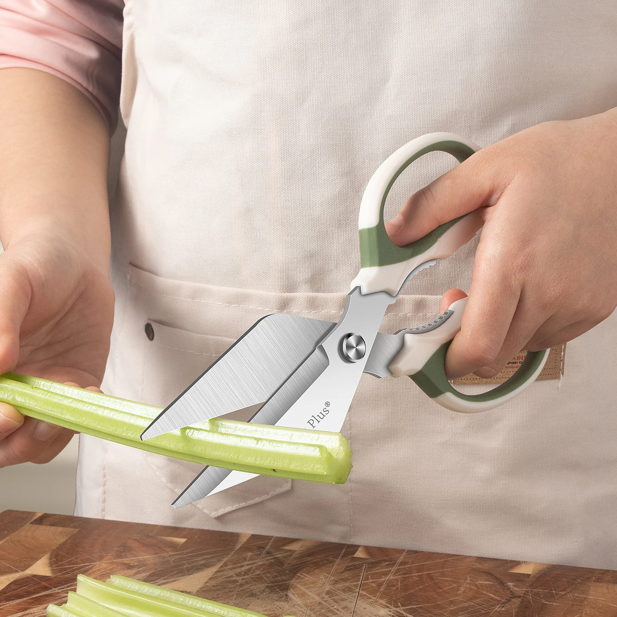 

Кухонные ножницы с утолщенным лезвием - прочные ножницы для продуктов из нержавеющей стали с нескользящей эргономичной ручкой, легко моются.