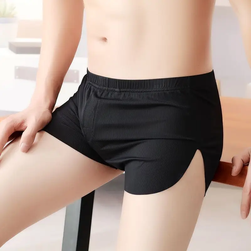 Ice Silk Thin Men Arrow Pants Homewear Casual Solid Color Sleepwear Boxer Shorts Quick Drying Breathable Loose Underwear Panties image 5
