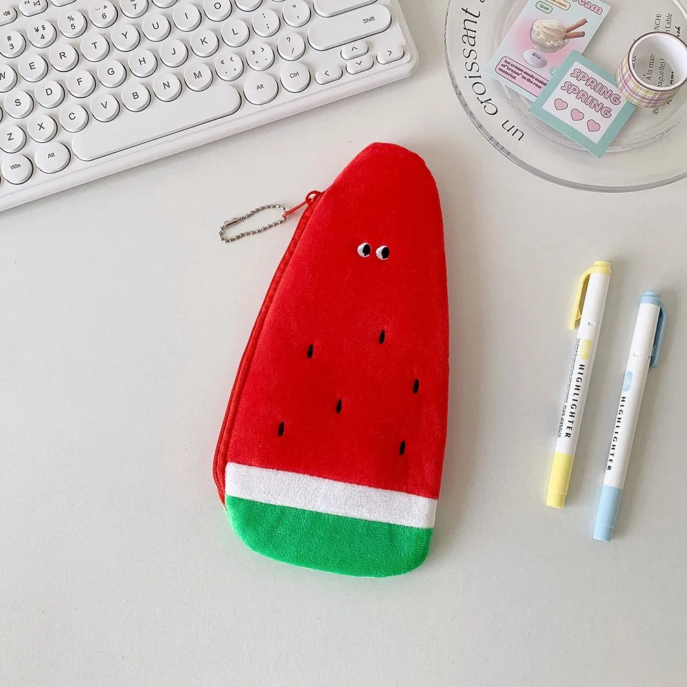 Plush Cartoon Storage Bag Watermelon Banana Desktop Storage Fruit Pencil Pouch Animal Bear Bunny Ins Style