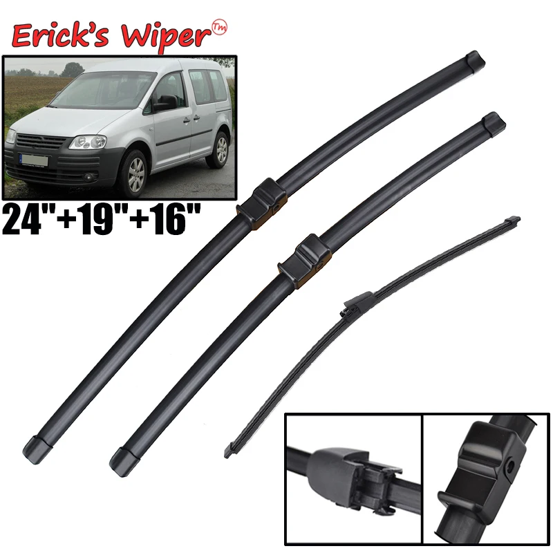 Erick\'s Wiper Front & Rear Wiper Blades For VW Caddy 2004 - 2007 Windshield Windscreen Clean Window Car Rain Brushes 24\