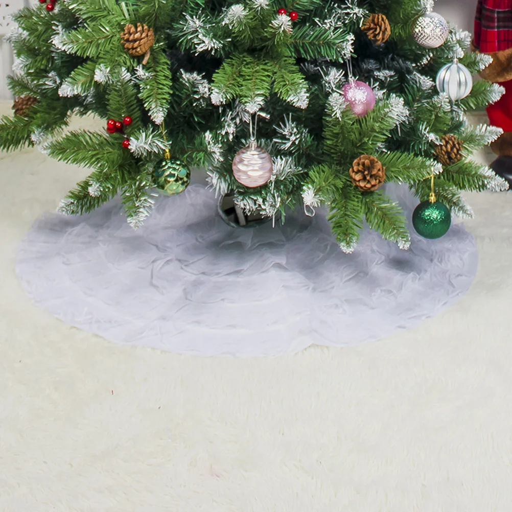 

1Pcs 80Cm Christmas Tree Skirt with Ruffled Lace Edge 80Cm Festive Tree Cover Mat for Indoor Holiday Decorations White