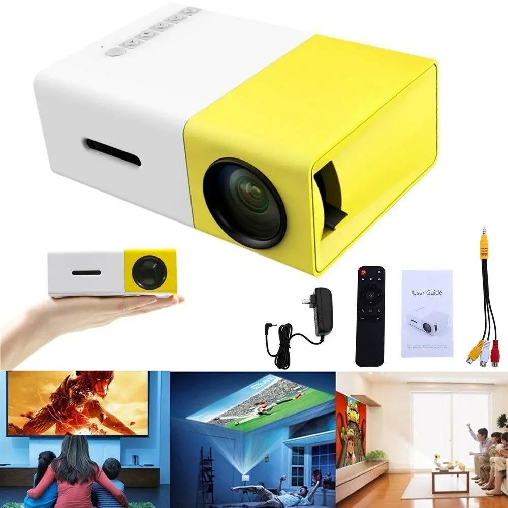 YG300 Mini 1080P Projector 480x272 Pixels Homes Theater LED Light HDMI-Compatible USB Audio Portable Home Media Video Player