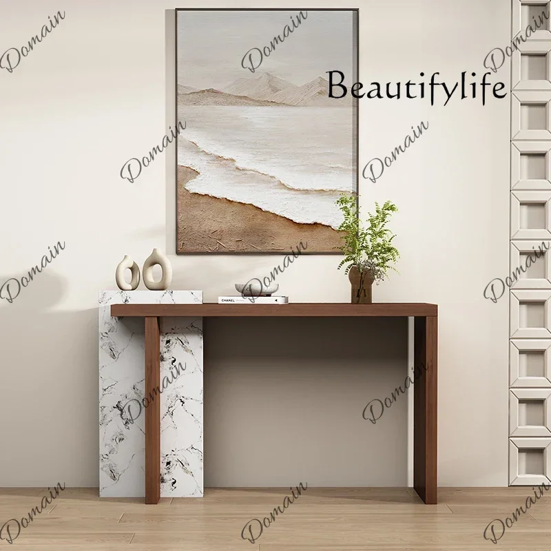 40 N French Light Luxury Solid Wood Entrance Table Medieval End View Table Living Room Corridor Decoration Wall Entrance Cabin