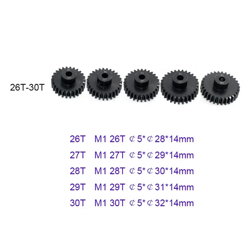 High Quality 11T-30T Material Harden M1 5mm Shaft Metal Pinion Motor Gear for 1/8 RC Buggy truggy Monster truck