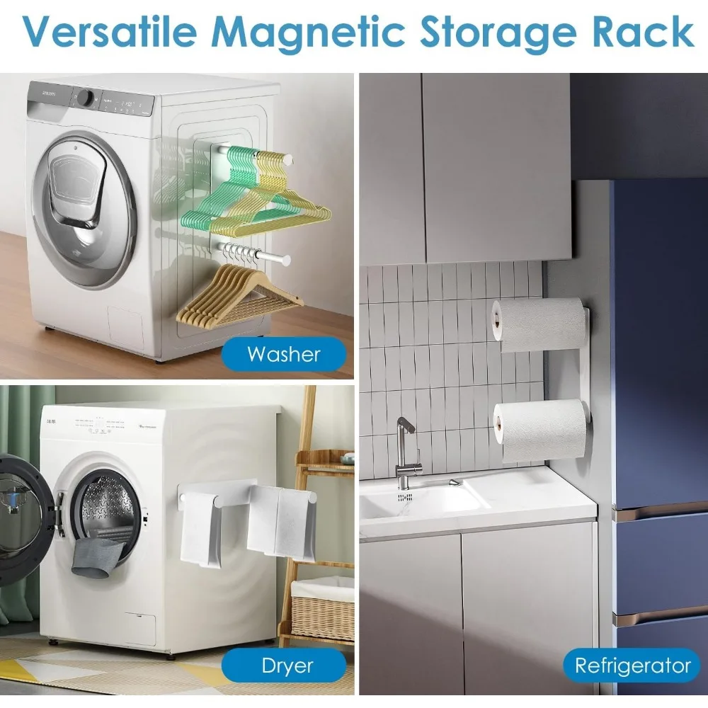 MFTEK ハンガーオーガナイザー スタッカー、磁気ハンガーホルダー、洗濯機クローゼットランドリールーム用伸縮式ハンガー収納ラック O