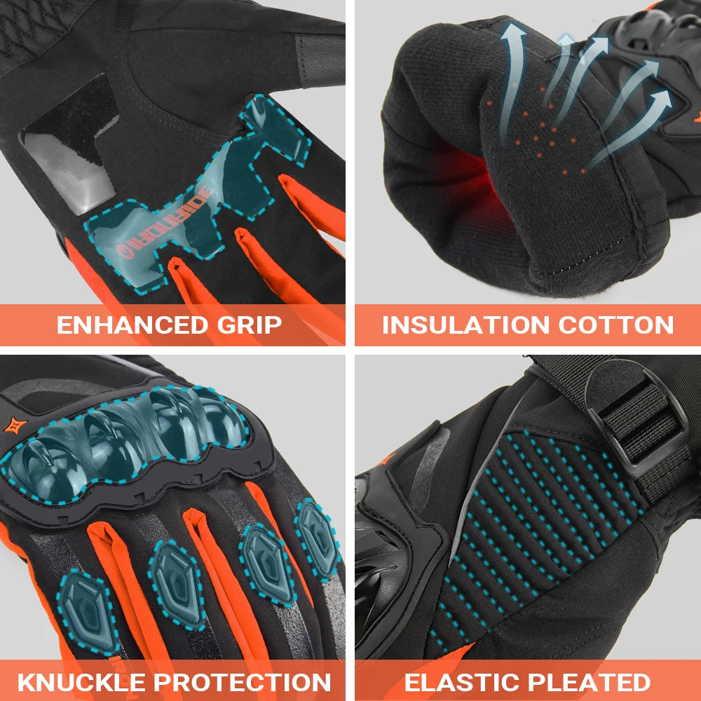 الشتاء دراجة نارية قفاز يندبروف ودافئة شاشة تعمل باللمس دراجة نارية قفازات ركوب الخيل مكافحة سقوط جميع الاصبع قفازات الرياضات الشتوية M-2XL