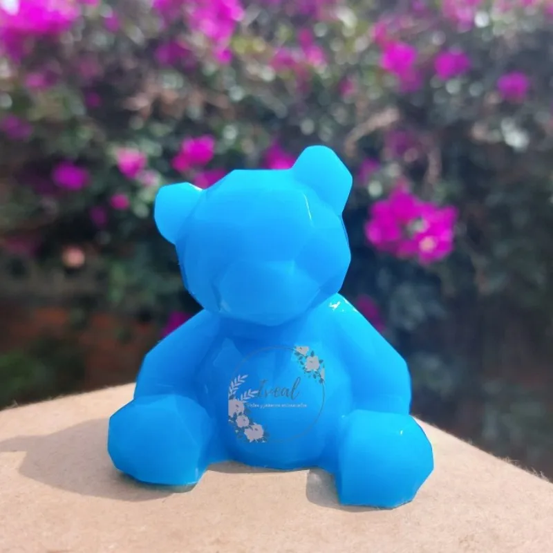 Molde de silicona de oso estéreo 3D DIY, molde de vela con forma de Animal, suministros de fabricación de jabón de yeso hechos a mano, pastel de