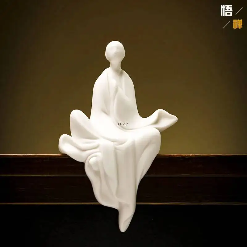 Ceramic Zen Phaseless Buddha Living Room Study Entrance Simple Decorative Craft Ornament Чаепитие